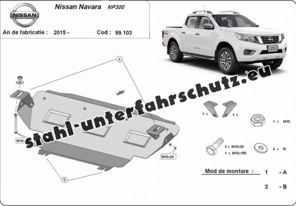 Kühlerschutz für unten aus Stahl für Nissan Navara NP300 - D23