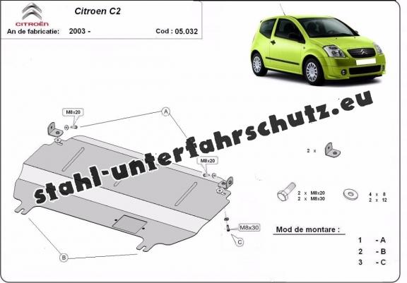 Unterfahrschutz Motor Getriebeschutz Einbausatz Citroen C1 C2 C3