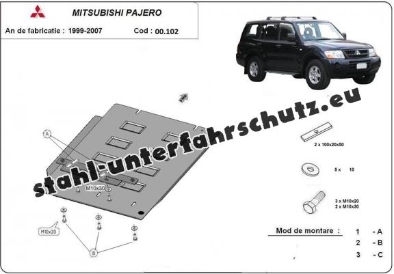 Getriebe schutz aus Stahl für  Mitsubishi Pajero 3 (V60, V70)