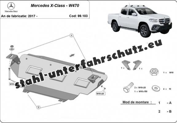 Kühlerschutz für unten aus Stahl Mercedes X-Class