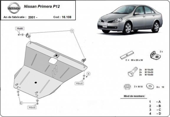 Unterfahrschutz für Motor der Marke Nissan Primera P12