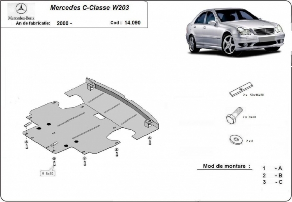 Unterfahrschutz für Motor der Marke Mercedes C-Class W203