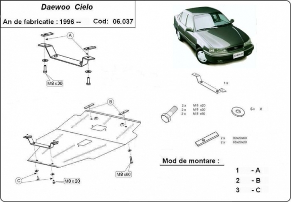 Unterfahrschutz für Motor der Marke Daewoo Cielo
