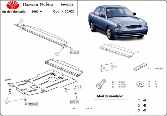 Unterfahrschutz für Motor der Marke Daewoo Nubira