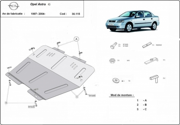 Unterfahrschutz für Motor der Marke Opel Astra G