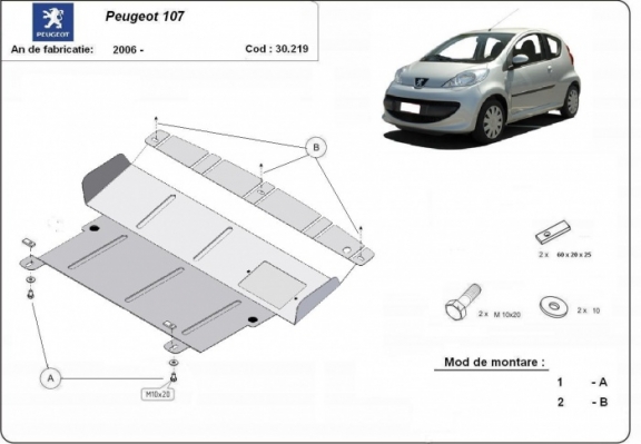 Unterfahrschutz für Motor der Marke Peugeot 107
