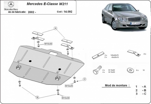 Unterfahrschutz für Motor der Marke Mercedes E-Class W211