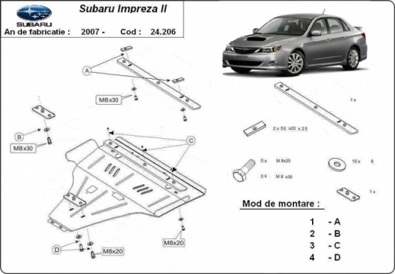 Unterfahrschutz für Motor der Marke Subaru Impreza Benzin