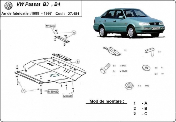 Unterfahrschutz für Motor der Marke Volkswagen Passat - B3, B4 - Diesel