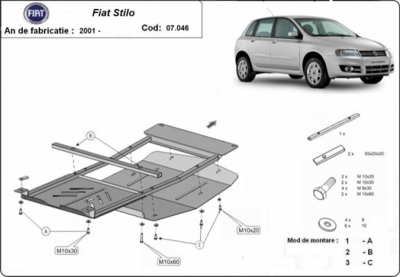 Unterfahrschutz für Motor der Marke Fiat Stilo