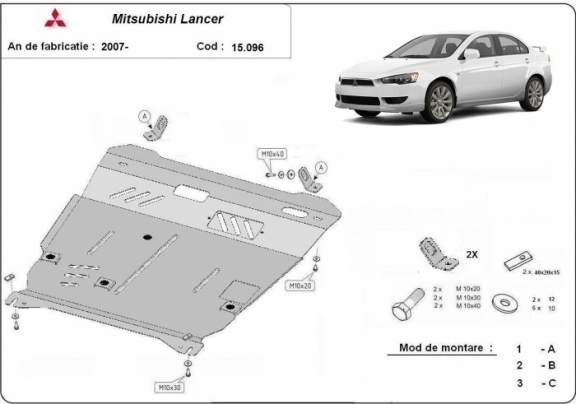 Unterfahrschutz für Motor und Getriebe aus Stahl für  Mitsubishi Lancer