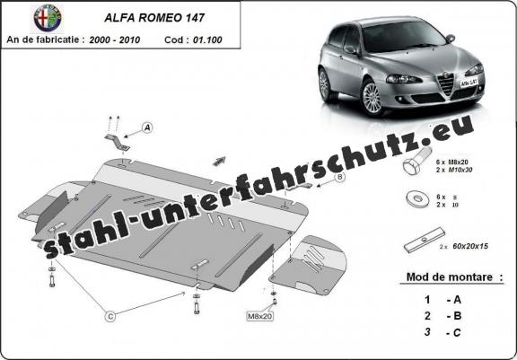 Unterfahrschutz für Motor und Getriebe aus Stahl für  Alfa Romeo 147