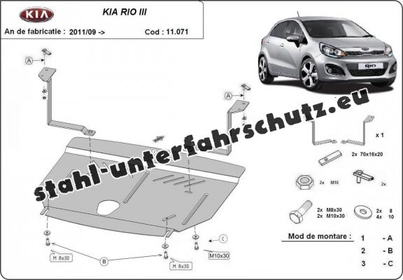 Unterfahrschutz für Motor der Marke Kia Rio 3