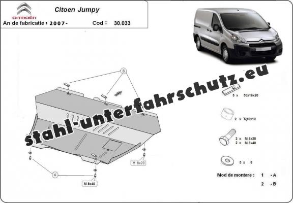 Unterfahrschutz für Motor und Getriebe aus Stahl für  Citroen Jumpy