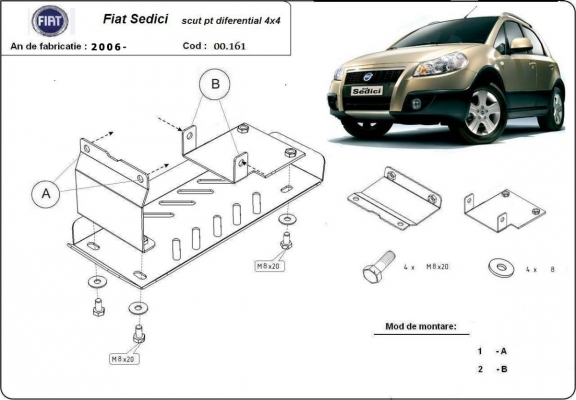 Stahl Differentialschutz für  Fiat Sedici