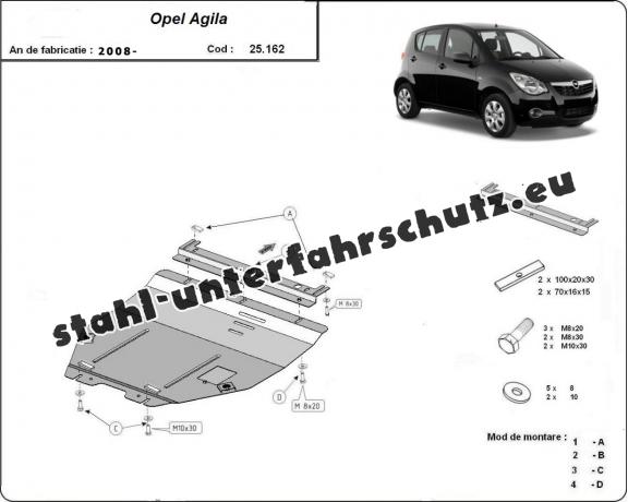 Unterfahrschutz für Motor der Marke Opel Agila (H08)