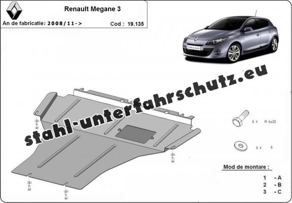 Unterfahrschutz für Motor und Getriebe aus Stahl für  Renault Megane 3