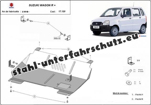 Unterfahrschutz für Motor und Getriebe aus Stahl für  Suzuki Wagon R+