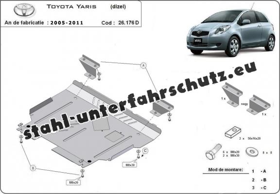 Unterfahrschutz für Motor der Marke Toyota Yaris - diesel