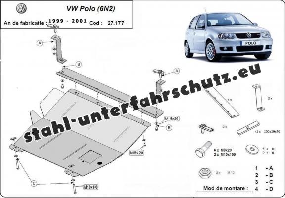 Unterfahrschutz für Motor und Getriebe aus Stahl für  VW Polo 6n2