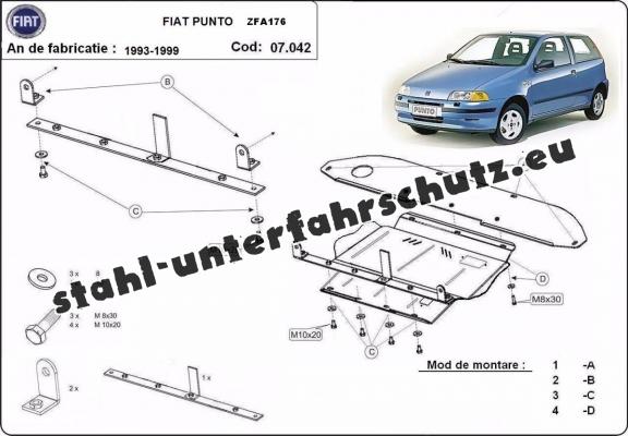 Unterfahrschutz für Motor der Marke Fiat Punto