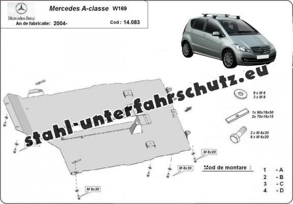 Unterfahrschutz für Motor, Getriebe und Differential aus Stahl  Mercedes A-Class W169