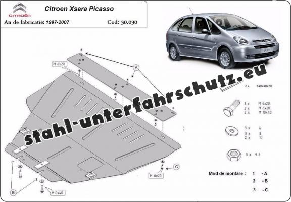 Unterfahrschutz für Motor und Getriebe aus Stahl für  Citroen Xsara Picasso
