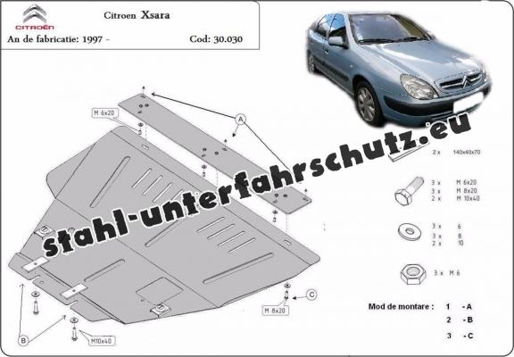 Unterfahrschutz für Motor und Getriebe aus Stahl für   Citroen Xsara