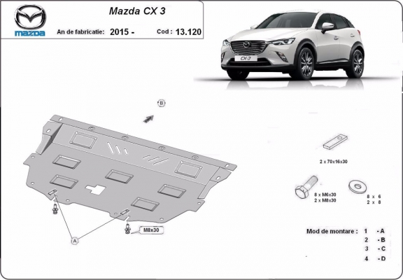 Unterfahrschutz für Motor der Marke Mazda CX3