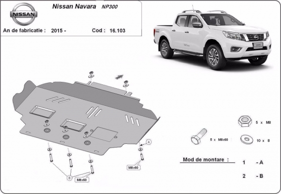 Unterfahrschutz für Motor der Marke Nissan Navara NP300 - D23