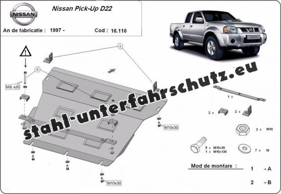 Unterfahrschutz für Motor und  kühler aus Stahl für Nissan Pick Up