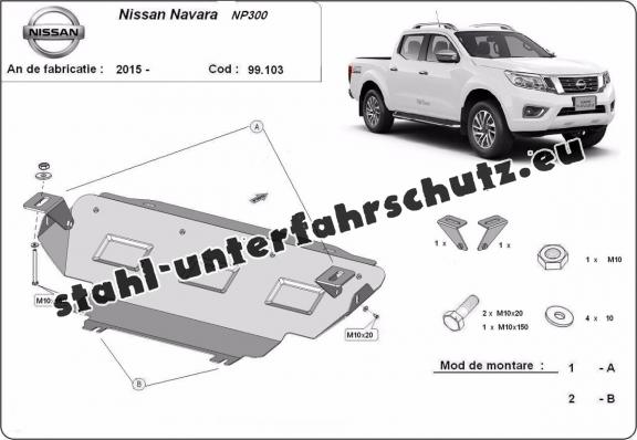 Kühlerschutz für unten aus Stahl für Nissan Navara NP300 - D23