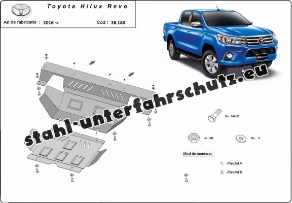 Unterfahrschutz für Motor und  kühler aus Stahl für  Toyota Hilux Revo