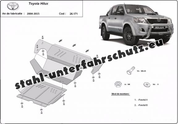 Unterfahrschutz für Motor und  kühler aus Stahl für  Toyota Hilux