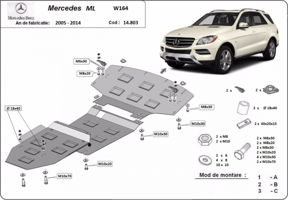 Unterfahrschutz für Motor der Marke Mercedes ML W164