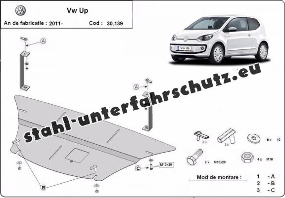 Unterfahrschutz für Motor und Getriebe aus Stahl für  VW Up