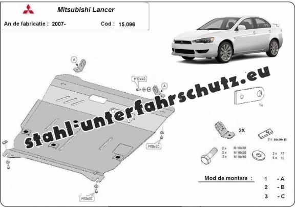 Unterfahrschutz für Motor und Getriebe aus Stahl für  Mitsubishi Lancer