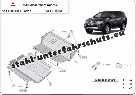 Unterfahrschutz für Motor und  kühler aus Stahl für  Mitsubishi Pajero Sport 2