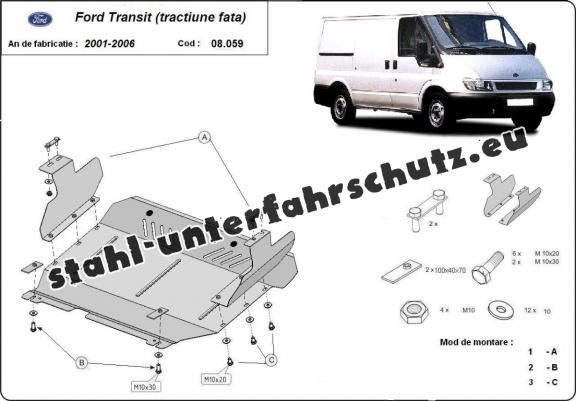 Unterfahrschutz für Motor und Getriebe aus Stahl für  Ford Transit - Vorderradantrieb