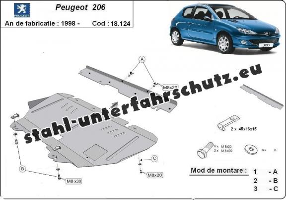 Unterfahrschutz für Motor der Marke Peugeot 206