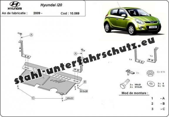 Unterfahrschutz für Motor und Getriebe aus Stahl für  Hyundai i 20