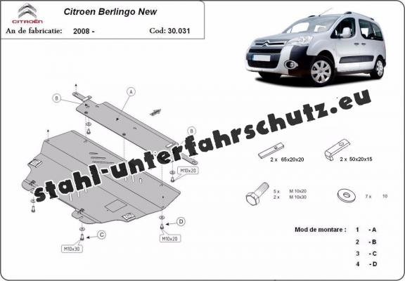 Unterfahrschutz für Motor der Marke Citroen Berlingo