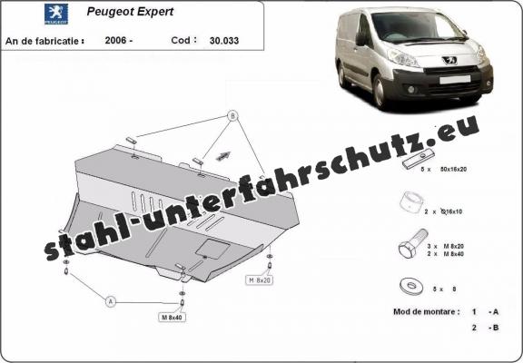 Unterfahrschutz für Motor und Getriebe aus Stahl für  Peugeot Expert