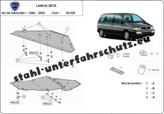 Unterfahrschutz für Motor und Getriebe aus Stahl für  Lancia Zeta