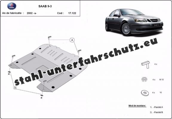 Unterfahrschutz für Motor und Getriebe aus Stahl für  Saab 9-3