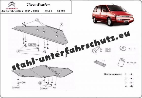 Unterfahrschutz für Motor der Marke Citroen Evasion