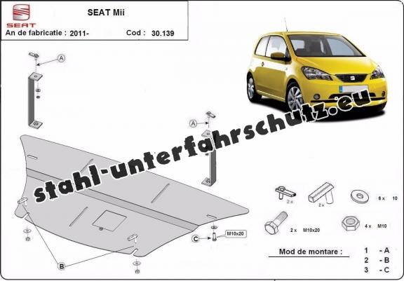 Unterfahrschutz für Motor und Getriebe aus Stahl für  Seat Mii