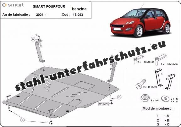 Unterfahrschutz für Motor und Getriebe aus Stahl für  Smart FourFour Benzin