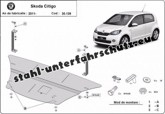 Unterfahrschutz für Motor und Getriebe aus Stahl für  Skoda Citigo