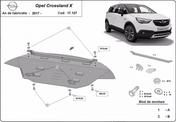 Unterfahrschutz für Motor der Marke Opel Crossland X